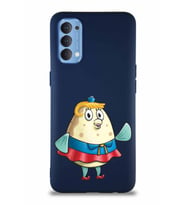 Oppo Reno 4 Soft Premier Kapak Bayan Puff Tasarımlı Silikon Kılıf - Lacivert (Şeffaf)