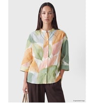 LCW STUDIO Turuncu Hakim Yaka Desenli Oversize Kadın Gömlek