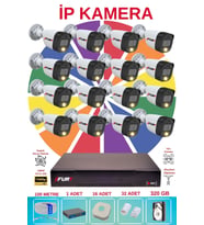 FURY 16 Lı Ip Güvenlik Kamera Seti Sesli 4mp Gece Renkli Su Geçirmez 5515s 320GB