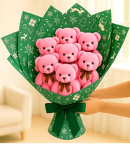 Yeniyıl Özel Pembe Ayıcık Buketi 7 Adet Pembe Ayıcık Buketi Yılbaşı Hediyesi Uzun Ömürlü Hediyelik Peluş Ayı Buketi  Romantik Sürpriz