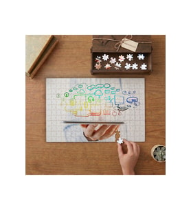 Sosyal Ağ Teknoloji Tasarımı 240 parça Ahşap Puzzle Ahşap Kutuda MP03619