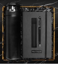 500 ML Cam Şişe Matara & Kişiye Özel Defter & Kişiye Özel Deri Kılıflı Kalem Hediye Seti