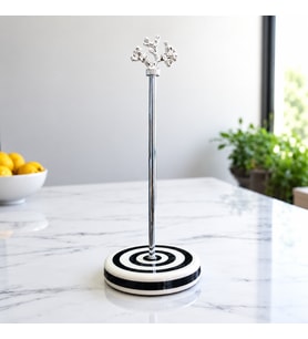 Kağıt Havluluk Rulo Peçetelik Mutfak Aksesuarı Seramik Siyah Klasik Zebra GÜMÜŞ Mercan - Feray Home