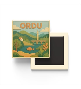 Ordu - Memleket Temalı - Paper Cut Art - Baskılı Buzdolap Magneti Kare - 9x9 cm