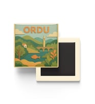 Ordu - Memleket Temalı - Paper Cut Art - Baskılı Buzdolap Magneti Kare - 9x9 cm