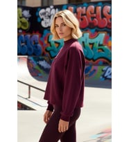 Kadın %100 Pamuk Geniş Kalıp Dik Yaka Düşük Kol Örme Sweatshirt Fonksiyonel Dayanıklı Spor