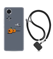 Huawei Nova Y70 Y90 Nova 9 SE  Kılıf Boyun Askılı Silikon Orange Escape 1374