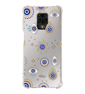 PrintiFy Xiaomi Redmi Note 9s Uyumlu Nazar Boncuğu 5 Baskılı Şeffaf Köşe Korumalı Antişok Kılıf