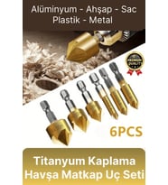 Özel Paslanmaz Çelik Kırılmaz HSS Bits Uçlu Altıgen Titanyum Kaplama Havşa Matkap Uç Seti 6 Parça