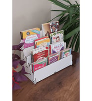 Mingitav Mini Lucky Montessori Çocuk Kitaplığı 4 Raflı Ahşap Çocuk Odası Kitaplık Masaüstü Mini Kitaplık (Beyaz)