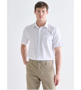 LCWAIKIKI Classic Beyaz Regular Fit Kısa Kollu Armürlü Erkek Gömlek