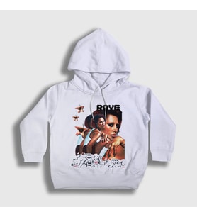 Presmono Unisex Çocuk Beyaz Poster Müzik Raye Kapüşonlu Sweatshirt 533712tt