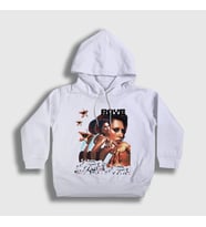 Presmono Unisex Çocuk Beyaz Poster Müzik Raye Kapüşonlu Sweatshirt 533712tt
