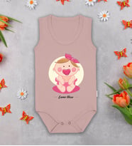 BK Kids Kişiye Özel İsimli Pembe %100 Pamuklu Askılı Sıfır Kol Bebek Body Zıbın-4, Yeni Doğan Bebek Hediyesi