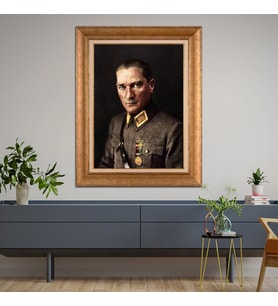 Altın Varaklı Paspartulu Çerçeveli Tablo rv492