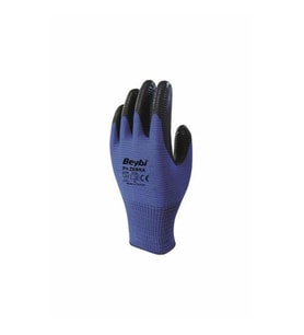 Beybi Nitril Poly PNzebra 9 Beden Mavi Siyah  Eldiven 12li Paket EN388 (3131X)