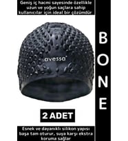 #Bone Esnek Yumuşak Silikon Havuz Deniz Yüzme Kulağa Su Geçirmez Büyük Beden Saç Bonesi 2 Adet