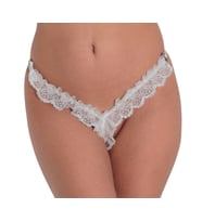 ASM0034 Bayan Beyaz Dantel Fantezi Fırfır Özel String