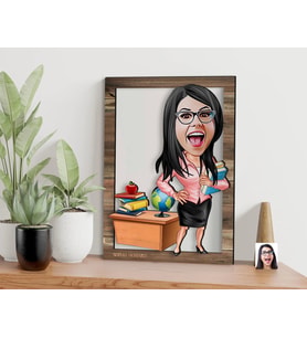 BK Gift Kişiye Özel Kadın Öğretmen Karikatürlü 3D Ahşap Tablo, Sevgiliye Hediye, Arkadaşa Hediye, Yıl Dönümü Hediyesi, Doğum Günü Hediyesi-5