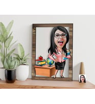 BK Gift Kişiye Özel Kadın Öğretmen Karikatürlü 3D Ahşap Tablo, Sevgiliye Hediye, Arkadaşa Hediye, Yıl Dönümü Hediyesi, Doğum Günü Hediyesi-5