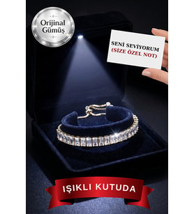 Pırlanta ışıltılı 925 ayar gümüş ışıklı kutuda su yolu baget kadın bileklik