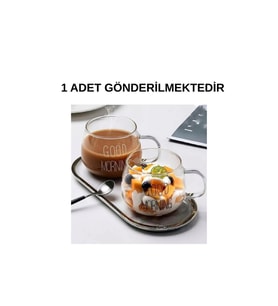 1 Li Good Morning Günaydın 400 ml Borosilikat Cam Kupa