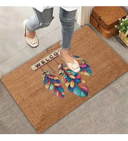 Valerine Life Düş Kapanı Kuş Tüyleri Welcome Kapı Önü Paspası 45x70cm (Kahverengi)