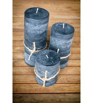 Beton Görünümlü Gri,Füme Silindir Mum Seti, 3 Parça, Beton Eskitme, 8cm Çap, Dekoratif Mum, Büyük Mum