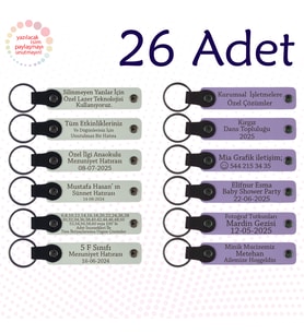 Beyaz & Mor Menekşe, Kodlama Kursu Katılımcılarına Anı 26’lı Set, İsim Yazılabilen Deri Anahtarlık