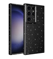 Samsung Galaxy S23 Ultra Kılıf Kamera Korumalı Simli Lüks Işıltılı Silikon (Siyah)