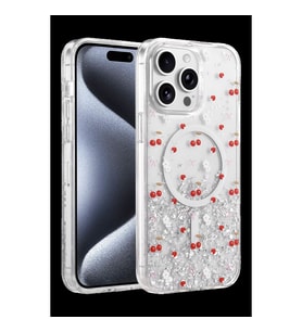 Northcity iPhone 15 Pro Max ile Uyumlu Misk Simli MagSafe Kılıf - Kristal Şeffaf Darbe Korumalı Kapak