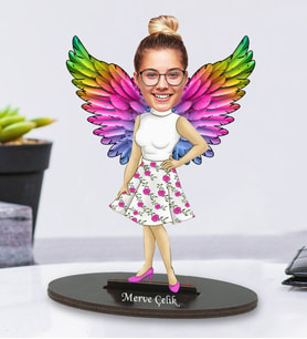 Kişiye Özel Fotoğraflı Melek Anne 2 Tasarımlı Karikatür Biblo