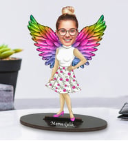 Kişiye Özel Fotoğraflı Melek Anne 2 Tasarımlı Karikatür Biblo
