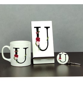 U Harfi Üçlü Set (Kupa + Telefon Standı + Anahtarlık)