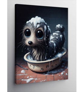 Kanvas Tablo Banyo Yapan Köpek