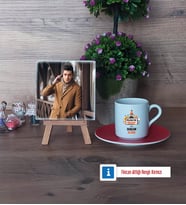 Bilgisayar Mühendisi Fotoğraflı Dekoratif Taş, Ahşap Altlıklı Türk Kahvesi Fincanı Hediye (Model 3)