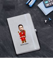 Kişiye Özel Yılbaşı Erkek Karikatürlü Gri Defter Model-14