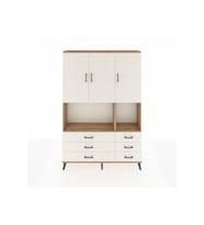 Arges Gardrop 6 Raflı 6 Çekmeceli 3 Kapaklı 132x30x195 Çam-Aytaşı