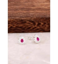 Taşlı Telkari Gümüş Küpe 4657 (Gümüş - Pembe)
