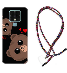 Tecno Camon 16 18P Pova Kılıf Boyun Asklı Rasta Silikon Love Animals 1780