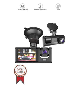 Torima TA-01 Siyah 1080p Araç içi 3 Kameralı Lcd Ekranlı Gece Görüşlü Araç Kamerası