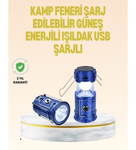 Katlanabilir USB Çıkışlı Kamp Feneri – Şarj Edilebilir, Dayanıklı ve Çok Fonksiyonlu