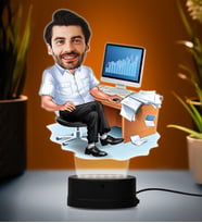 Doğum Günü Hediyesi,Sevgiliye Hediye, Kişiye Özel Fotoğraflı Yazılımcı 2 Karikatür 3D Led Lamba (Beyaz)