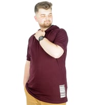 Mode XL Büyük Beden T-Shirt Kapşonlu Barcode 22178 Mürdüm