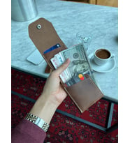 Hakiki Deri Çıtçıtlı Erkek Cüzdan  Nova 5801 (Taba)