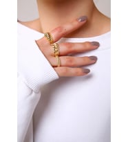 Gold 3'lü Ayarlanabilir Vintage Yüzük Seti (Renksiz)