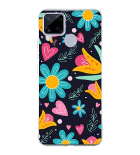 PrintiFy Realme C15  ile Uyumlu 1mm Slim Fit Retro Renkler 1 Baskılı Şeffaf  Kılıf