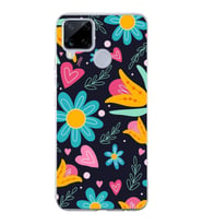 PrintiFy Realme C15  ile Uyumlu 1mm Slim Fit Retro Renkler 1 Baskılı Şeffaf  Kılıf