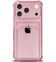 Teknomoda Apple iPhone 17 AiR Kılıf Kartlıklı Anti Şok Korumalı Şeffaf Silikon Pembe
