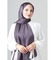 Antrasit Harem Scarf Como Saten Şal